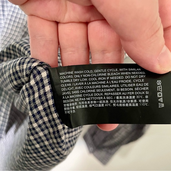 Theory Men’s Rammy NP Fall Grid Button Down Cotton Dress Shirt Black and White - Picture 7 of 7